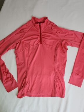 Athleta Coral Pink Half-Zip Long Sleeve Active Top